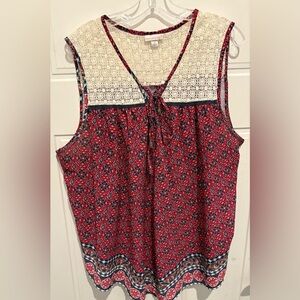 Westport Red and Cream Patterned Blouse (3X)